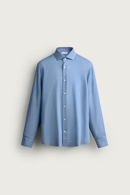 CAMISA REGULAR FIT VOILE / Celeste - Zara фото 8