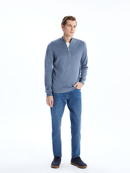 Dik Yaka Uzun Kollu Erkek Triko Kazak