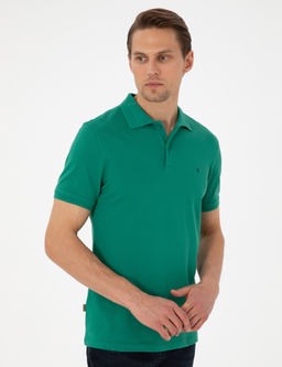 Ye_il Slim Fit %100 Pamuk Polo Yaka Basic Ti__rt
