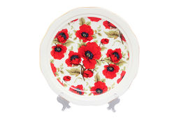 Блинница 23,5*23,5*12,5 см "Маки" фарфор NEW BONE CHINA