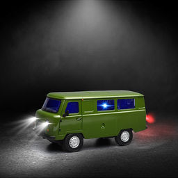 Машина металл UAZ УАЗ 452, 18,5 см, (свет-звук, двер. люк, баг,зеленый) инерц., в коробке