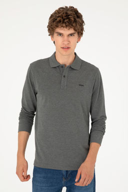 Свитшот мужской U.S. Polo Assn антрацитовый меланж хлопок  фото 10