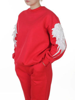 3416/3417 RED Костюм спортивный утепленный женский (95% хлопок, 5% эластан)