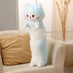 Мягкая игрушка «Кот-батон», 80 см, цвет голубой