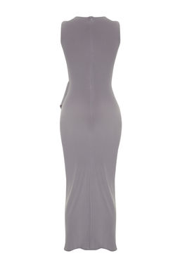 Limited Edition Gri Vucuda Oturan Volanl? Orme Elbise TPRSS24EL00126