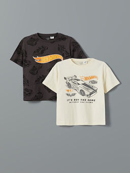 Bisiklet Yaka Hot Wheels Bask?l? Erkek ?ocuk Ti??rt