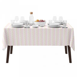 "Зигзаг, розовый" Скатерть 220х145см, длина стола до 180см, на 8-10 персон, хлопок "Премиум" 186г/м2, "Домашняя мода" (Россия)