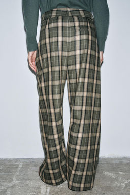ZW COLLECTION CHECK TROUSERS WITH WOOL - Zara фото 3