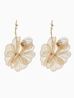 Серьги металл «Цветок» веточка, цвет золото