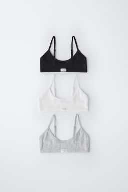 9-14 A?OS/ PACK TRES TOPS ETIQUETA / Blanco / Negro