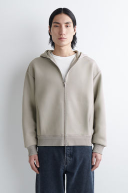 SUDADERA CON CREMALLERA DE PIQU? DE ALGOD?N