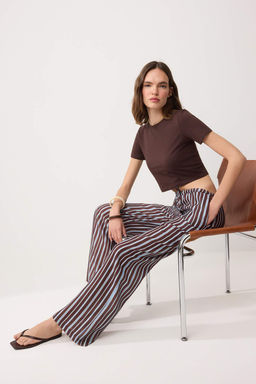 Cok Renkli Beli Lastikli Renkli Cizgili Wide Leg/Genis Paca Pantolon TWOSS26PL00154 - Trendyolmilla фото 6