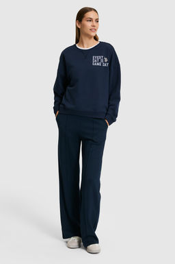 Kad_n Lacivert Bisiklet Yaka Sweatshirt