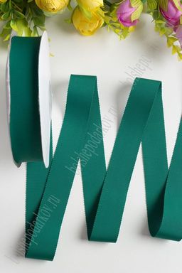 Лента репсовая с волнистыми краями 2.5 см (темно-зеленый №589) SF-1806