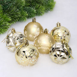 Цена за 2 шт. Набор шаров "Вивальди" 6 см (в наборе 6 шт), Золото