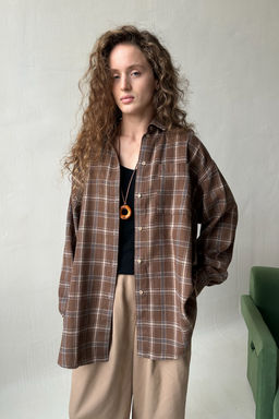 Рубашка женская HUG077/13/Коричневый, бежевый