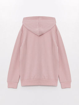 Kap??onlu Basic Uzun Kollu K?z ?ocuk Fermuarl? Sweatshirt