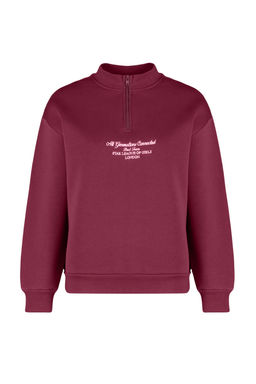 TRENDYOLMILLA Bordo Kal?n Ici Polarl? Fermuarl? Dik Yaka Oversize/Genis Kal?p Orme Sweatshirt TWOAW24SW00127  фото 6