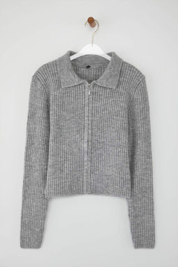 Wardrobe Essentials Gri Yumusak Dokulu Fermuarl? Triko H?rka | TWOAW26HI00177