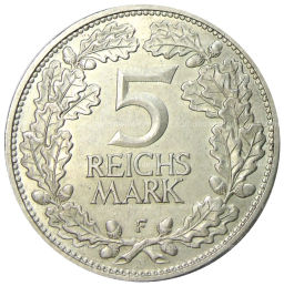 5 рейхсмарок 1925 года F Германия Тысячелетие Рейнской области (Рейнланда)
