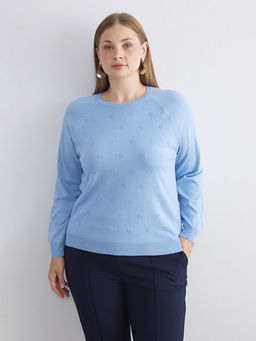 Bisiklet Yaka ?i?ekli Kad?n Triko Kazak