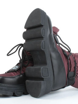 02-FAS98-2Z VINOUS/BLACK Дутики женские (искусственная кожа, плащевая ткань, шерсть)