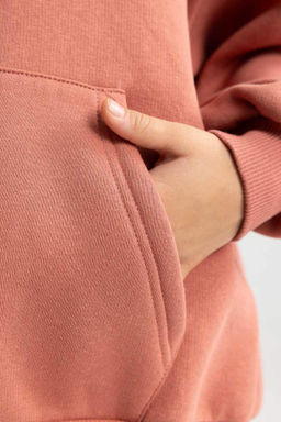 Толстовка оверсайз для девочек с капюшоном и мягкой ворсистой подкладкой - Defacto фото 5