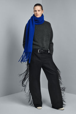 FRINGED KNIT WOOL SCARF - Zara фото 5