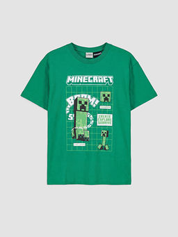 Bisiklet Yaka Minecraft Bask?l? Erkek ?ocuk Ti??rt
