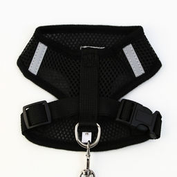 Шлейка дышащая с поводком и светоотражающей нашивкой, M, ОШ 33, ОГ 32-43, черная - Пушистое счастье фото 5