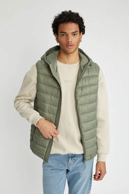 Пуховик Slim Fit с капюшоном - Defacto фото 4