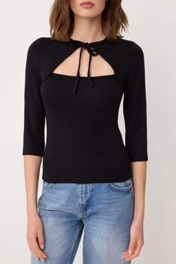 Siyah Fitted/Vucuda Oturan Truvakar Premium Yumusak Orme Bluz TWOSS26BZ00083 - Trendyolmilla фото 5