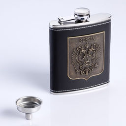 Подарочный набор 4 в 1 Герб России: фляжка 210 мл, воронка, 2 рюмки, черный, 17 х 20 см - Simaland фото 3