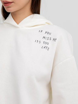Худи женское в молочном цвете с принтом в виде надписи молочный 122775 - Mark formelle фото 7