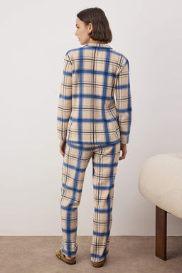 Trendyolmilla Yesil Nak?sl? Ekoseli Polar K?sl?k Orme Pijama Tak?m? THMAW24PT00175  фото 16