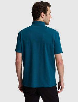 Petrol Mavi Slim Fit Pamuk Kar___ml_ D__meli Polo Yaka Basic T-shirt