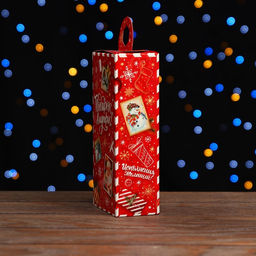 Цена за 10 шт. Коробка подарочная складная Новогодица красный 10 х 6 х 21 см - Simaland фото 8