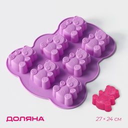 Форма для выпечки Доляна Животные.Мишка, 7 ячеек, 27?24?3.5 см (6.7?3.2 см), МИКС