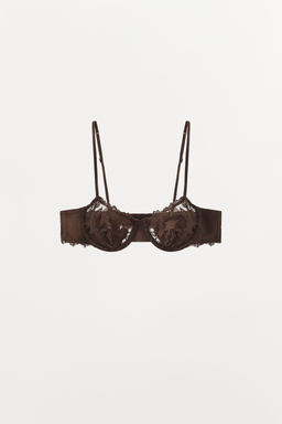 SATIN EMBROIDERED LACE BRA