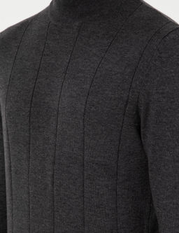 Antrasit Melanj Slim Fit Yar_m Bal_k__ Yaka Triko Kazak - Pierre cardin фото 7