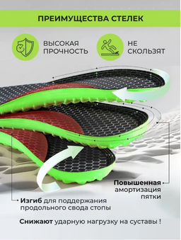 Стельки повседневные ,EPE-пена ,спортивные с эффектом памяти р-р 40-46 .1пара - Buro фото 3