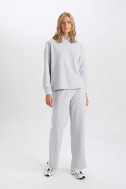 Широкие брюки Широкие брюки Широкая талия Базовые брюки с эластичной шнуровкой и прямыми карманами - Defacto фото 4