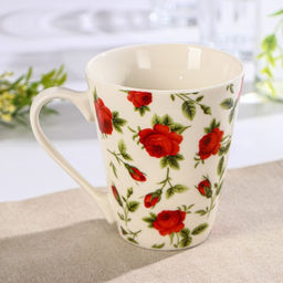 Кружка фарфоровая Доляна Цветочный принт, 260 мл фото 2