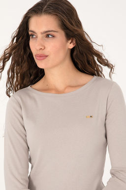 Kad_n Ta_ Slim Bisiklet Yaka Basic Sweatsh_rt