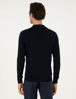 Темно-синий базовый свитер узкого кроя - Cacharel фото 5