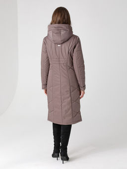 Еврозима! 24310 Пальто дем. бежево-коричневый - Dizzyway фото 4