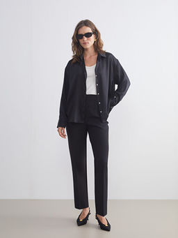 Y?ksek Bel Cigarette Pileli Kad?n Pantolon