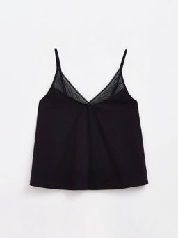CONTE Zebra LHW 1354 Свободный топ из анималистичного кружева и хлопка black