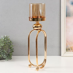 Подсвечник металл «Тициния», золото, d=4.5 см, 11×11×40 см