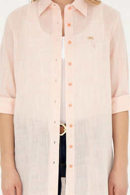 Женская рубашка лососевого цвета с длинным рукавом - U.s. polo assn фото 6